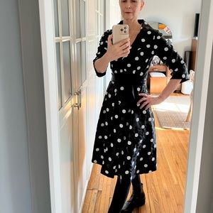 Fashion Crimes Pam Chorley Taffeta Dress - small black with sequin poka dots